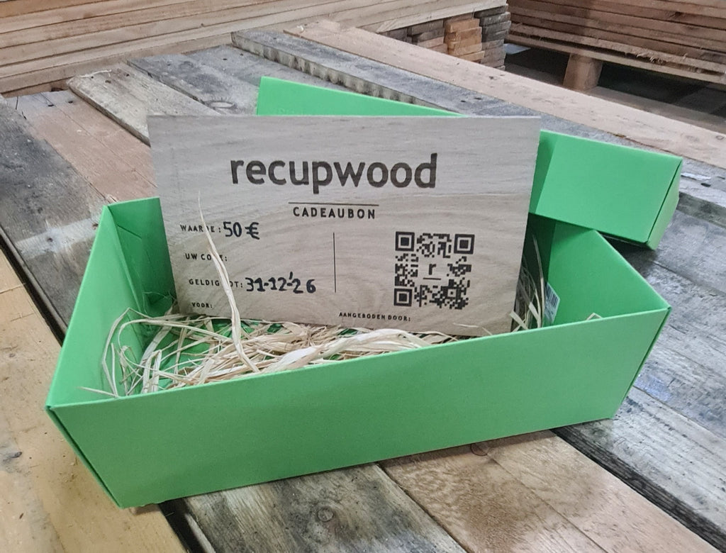 Cadeaubon van RECUPWOOD – het perfecte duurzame cadeau voor houtliefhebbers